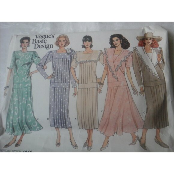 Four 80s Vogue sewing patterns UNCUT dresses blouses shirt jumper sz 12-18 - Picture 8 of 9